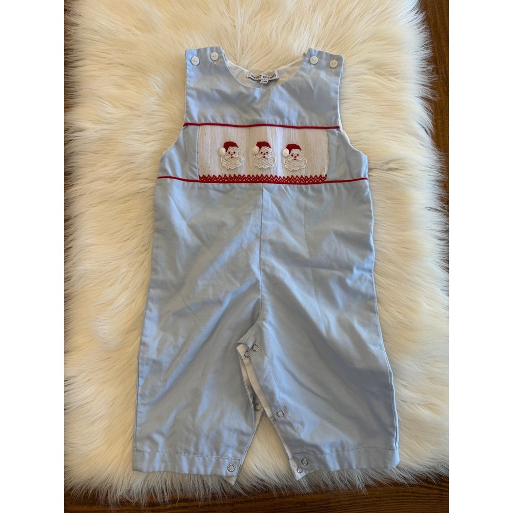 Sweet‎ Dreams blue long all Santa smock size 24m